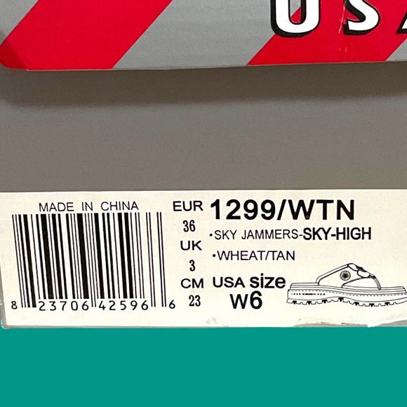 Vtg 90's Y2K Skechers Sky Jammers Wheat Tan Leather Thong Sandals Size 6 W WIDE - Picture 14 of 16